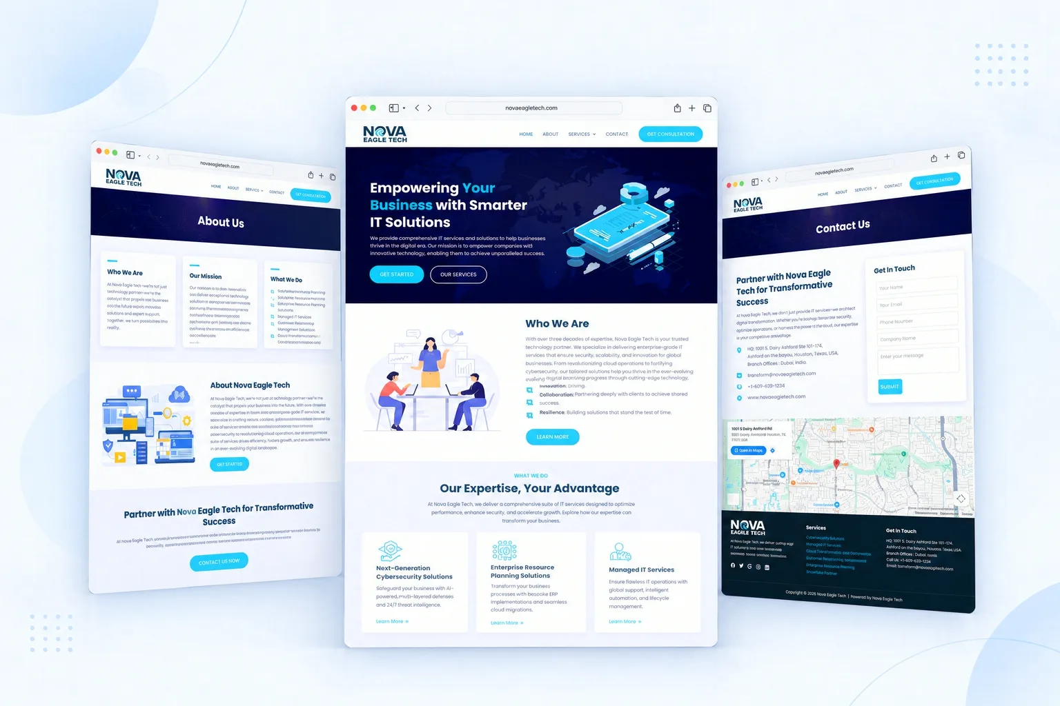 Nova Eagle Tech website designed by CoderBeam