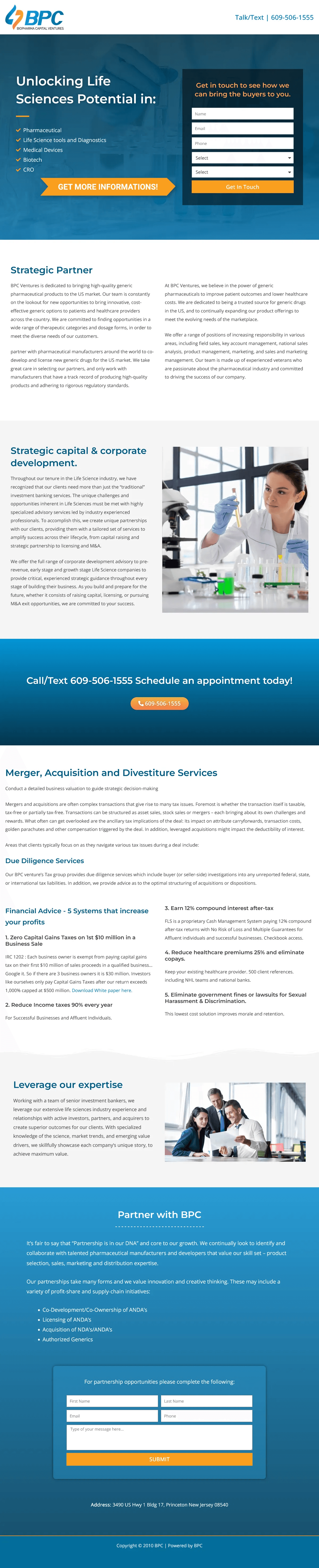 BPC Ventures website, , desktop view