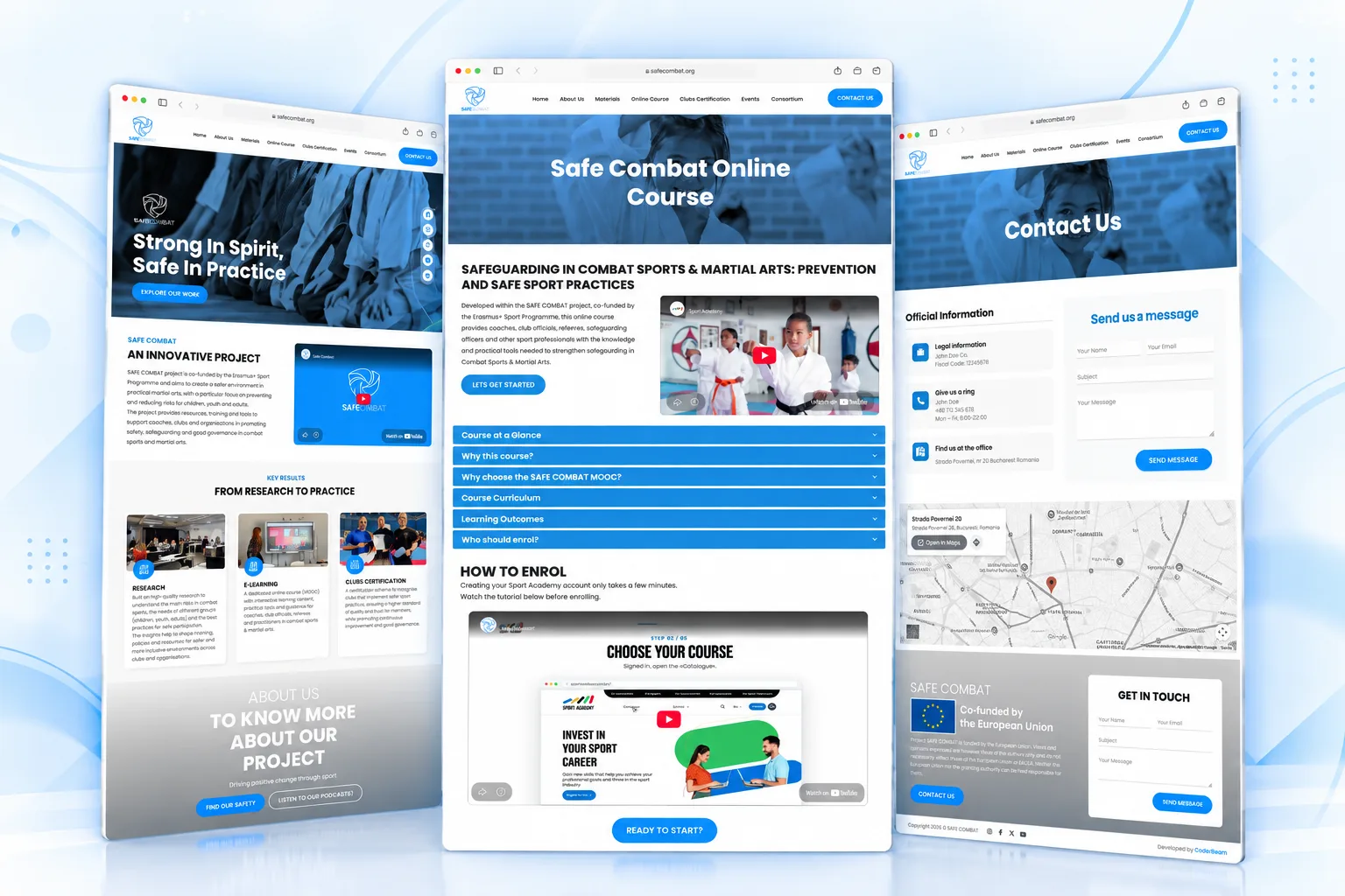 Safe Combat website designed by CoderBeam