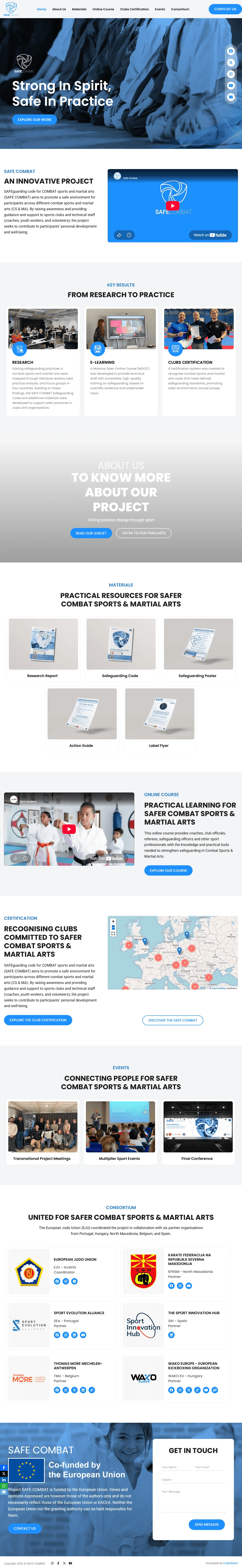 Safe Combat website, , desktop view