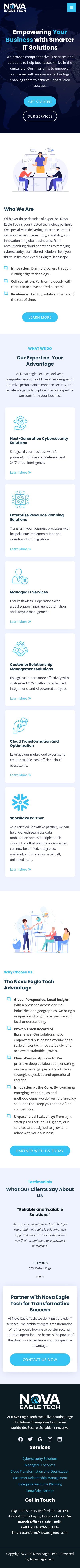 Nova Eagle Tech website, , mobile view