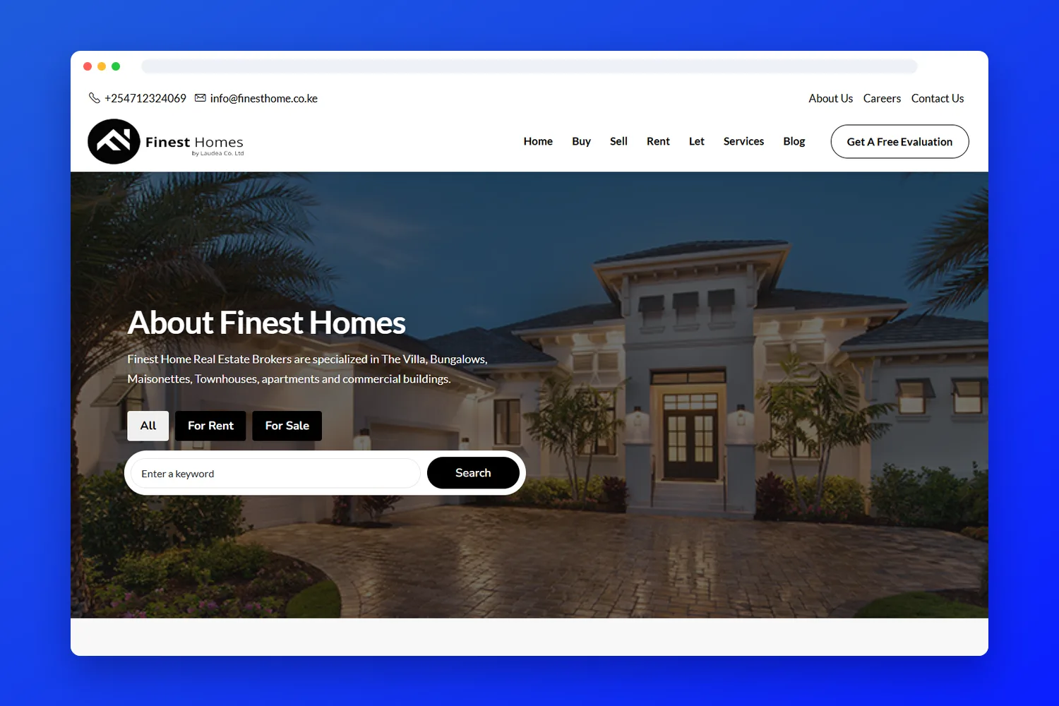 Finest Home Real Estate website designed by CoderBeam