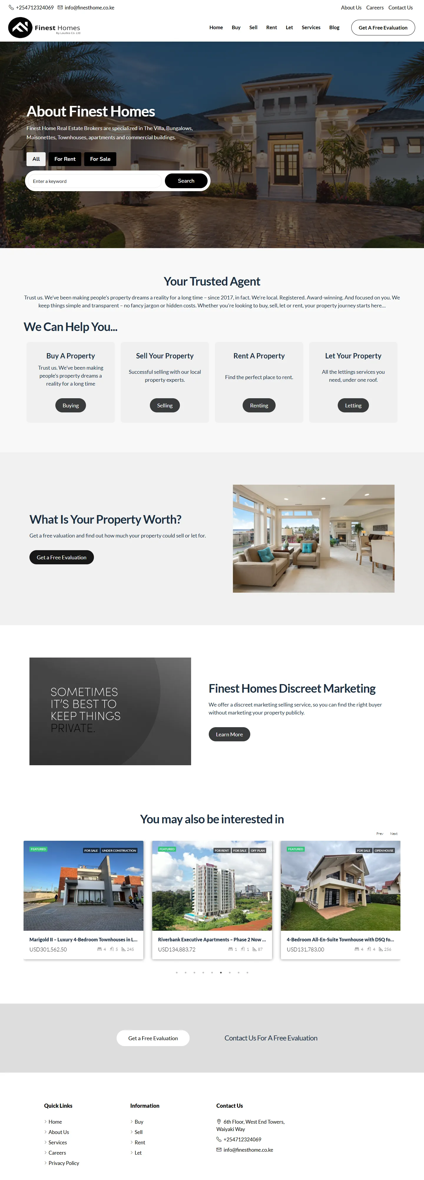 Finest Home Real Estate website designed by CoderBeam