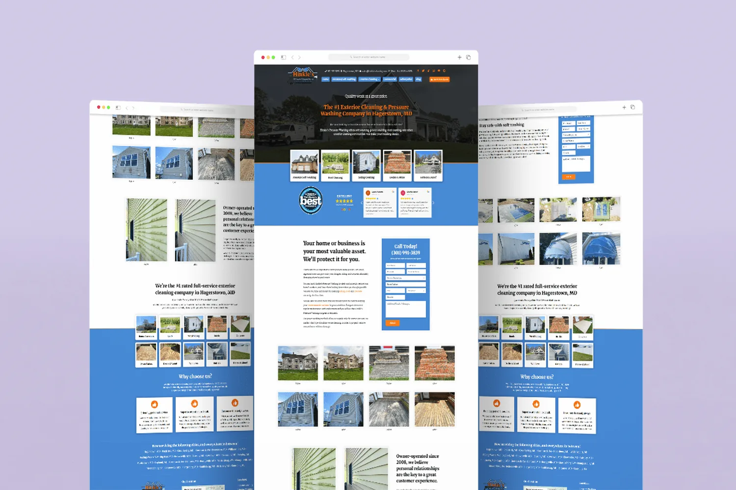 Hinkle's Pressure Washing website designed by CoderBeam