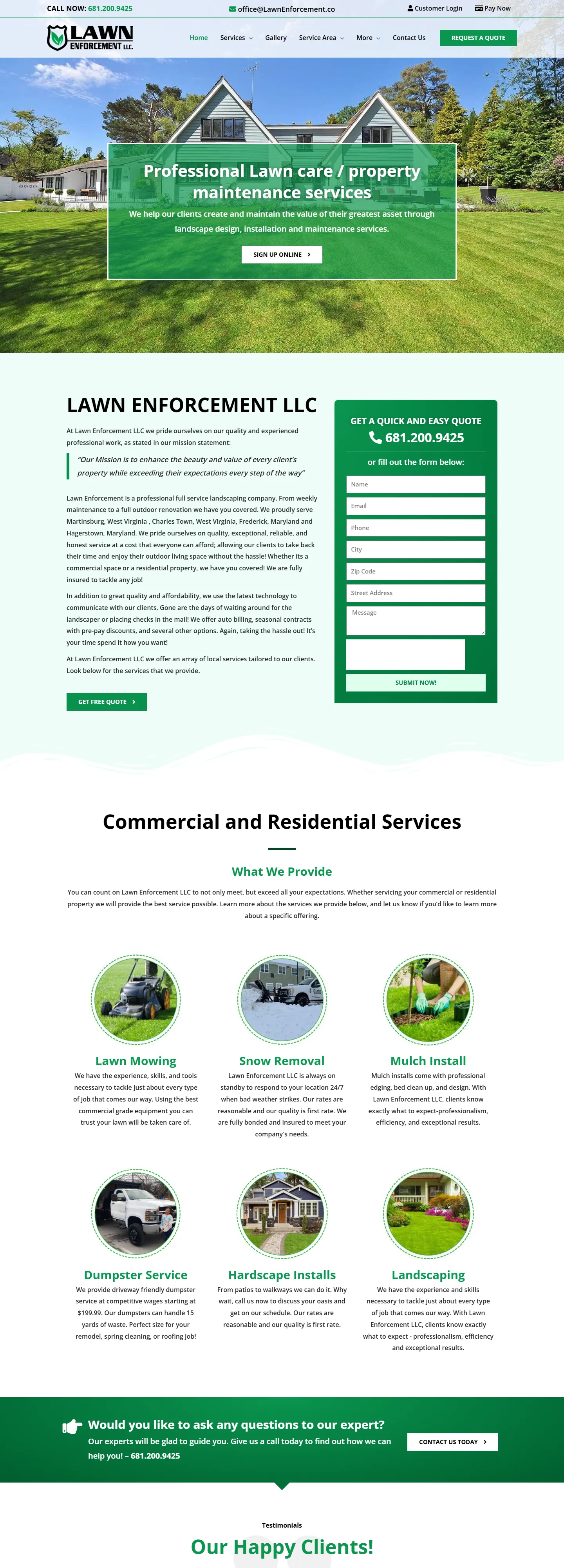Lawn Enforcement website designed by CoderBeam