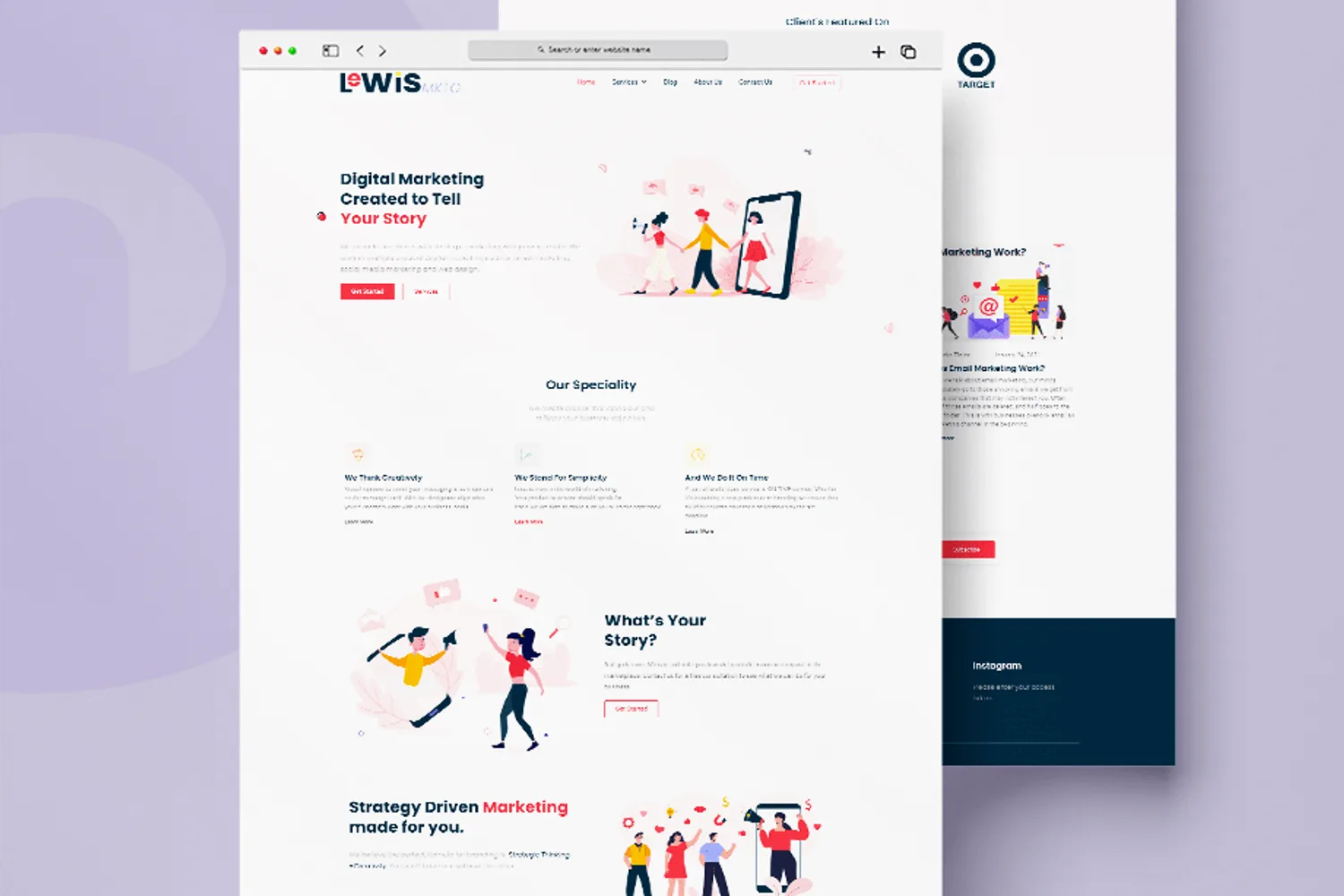 Lewis Marketing website designed by CoderBeam