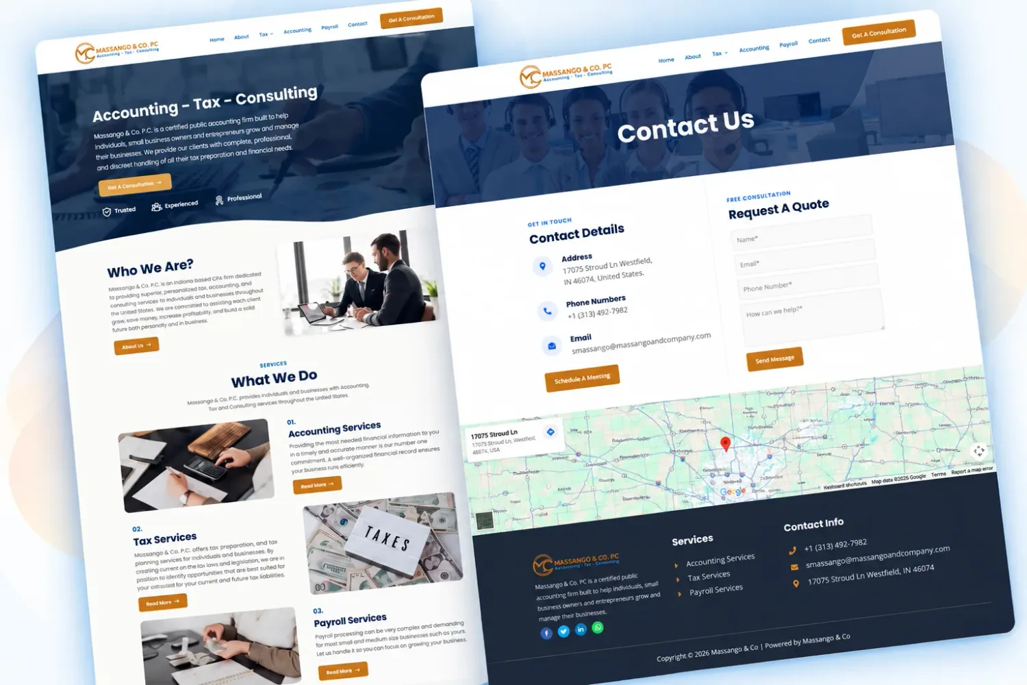 Massango & Co, PC website designed by CoderBeam