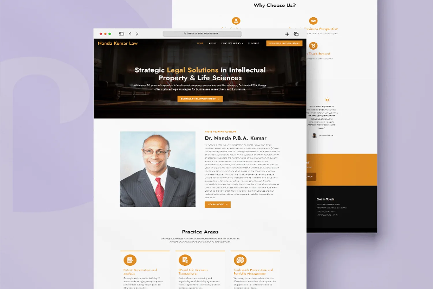 Nanda Kumar Law website designed by CoderBeam
