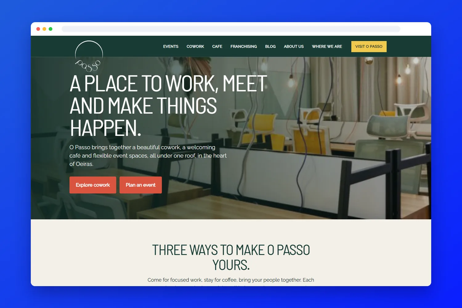 O Passo website designed by CoderBeam