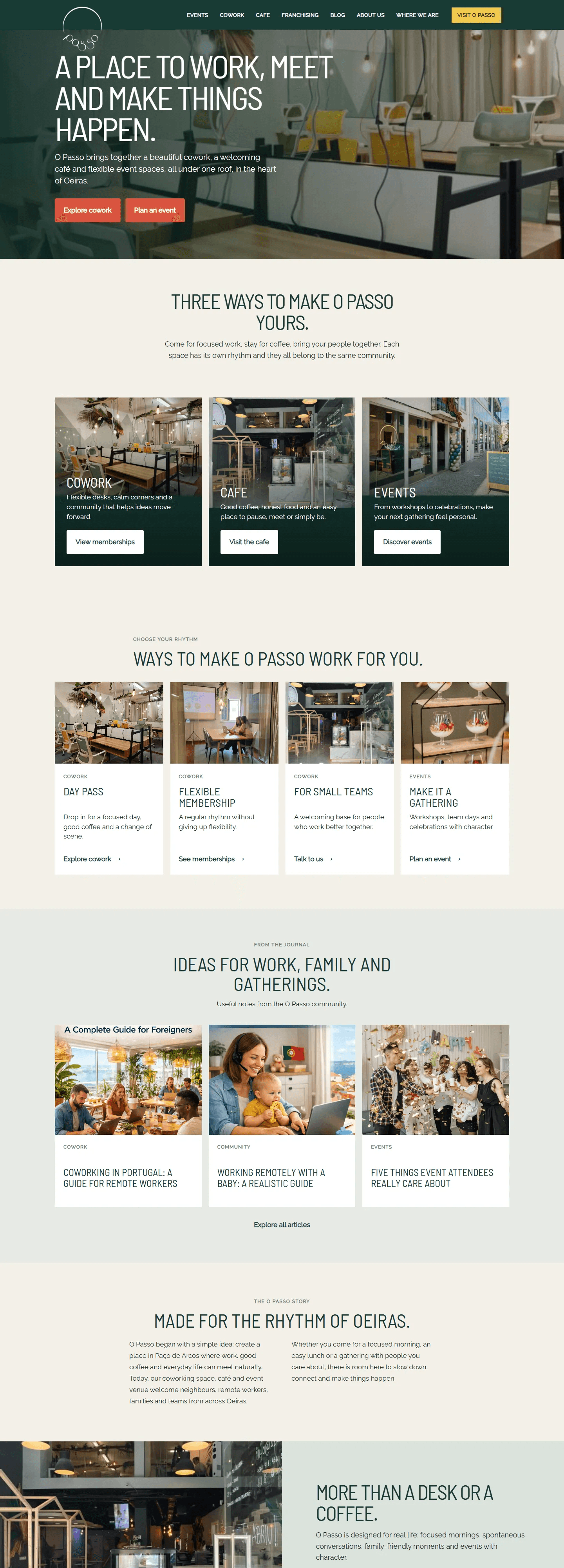 O Passo website, Home page, desktop view