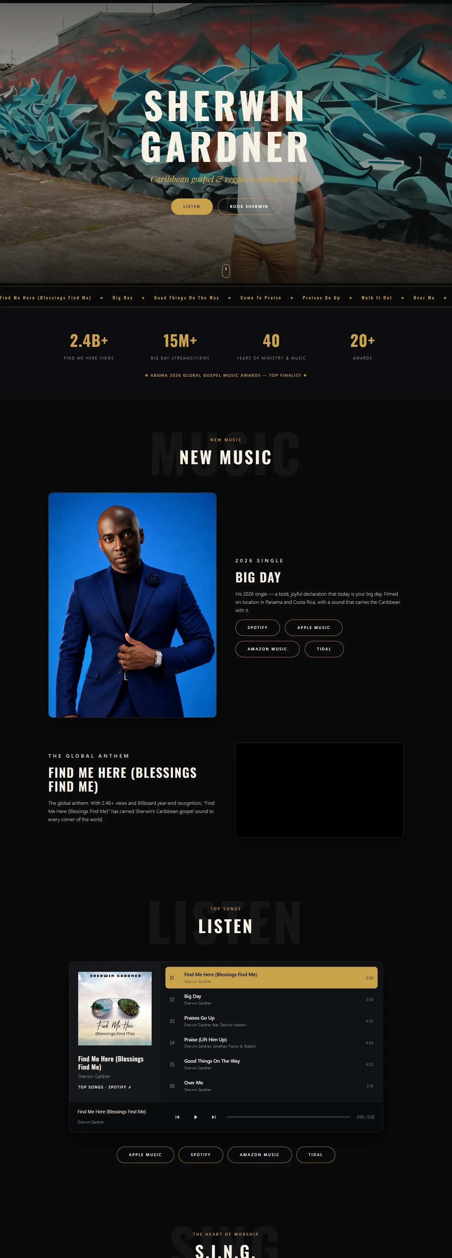 Sherwin Gardner website designed by CoderBeam